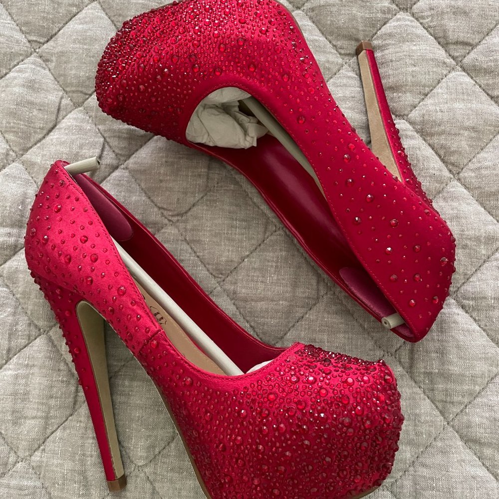 ALDO Loann Red Ruby Rhinestone Pumps, Size 5/35